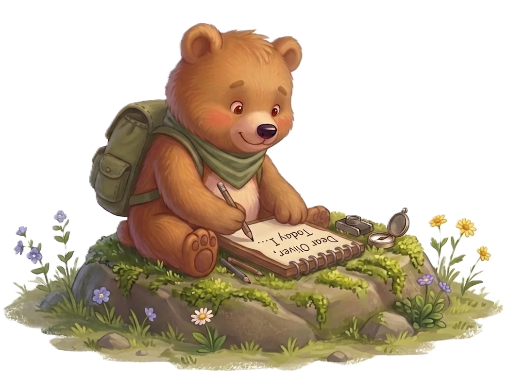 Cubby the bear, a curious little explorer