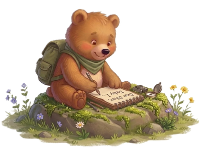 Cubby the bear, a curious little explorer