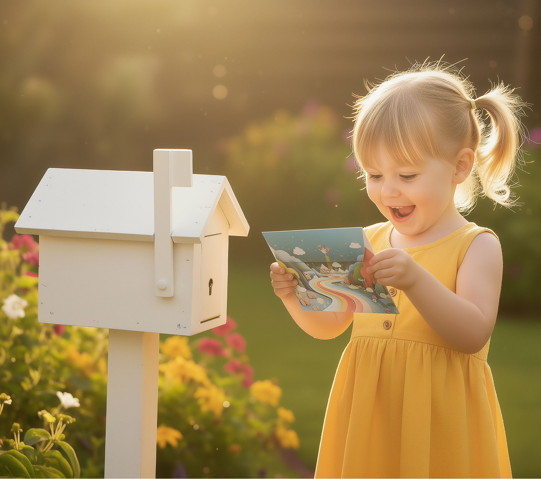A child excitedly reading a personalised letter from Cubby